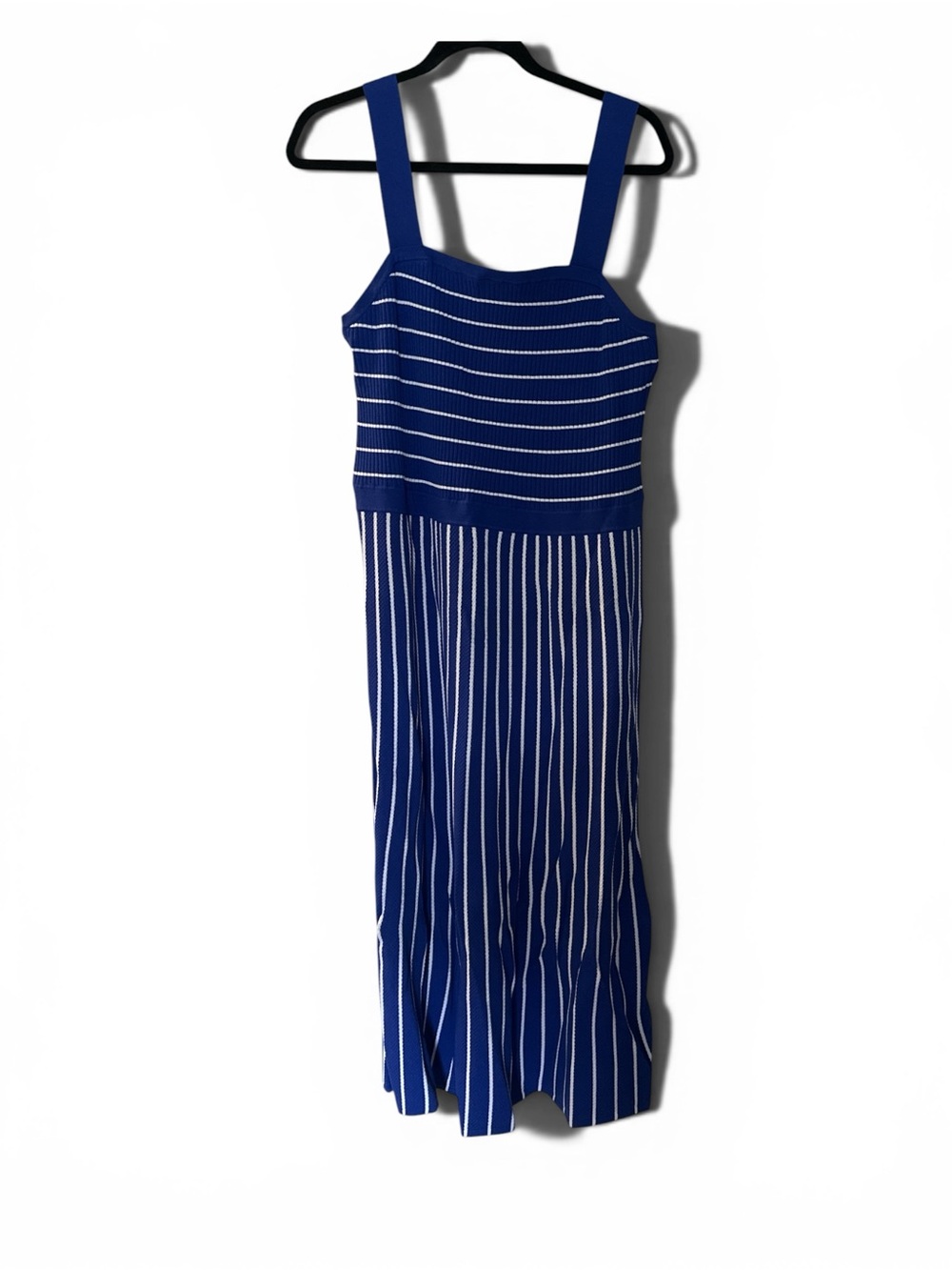 Banana Republic Royal Blue and White Ribbed Striped Midi Dress NWT XL